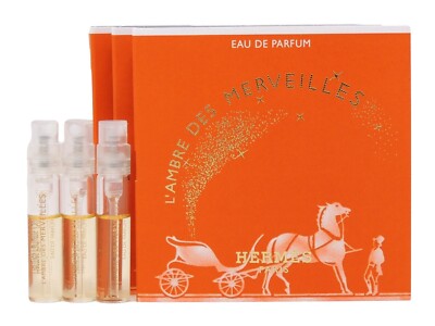 HERMES L'AMBRE DES MERVEILLES EDP 2.0ml .06fl oz x 3 PERFUME SPRAY SAMPLES
