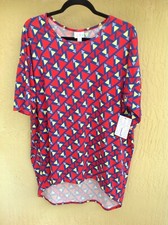 LULAROE IRMA TOP NWT LARGE Red Multi Color Print Soft Fabric CLEARANCE SALE