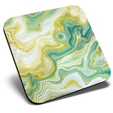 Square Single Coaster - Green Jade Agate Marble Effect  #21516