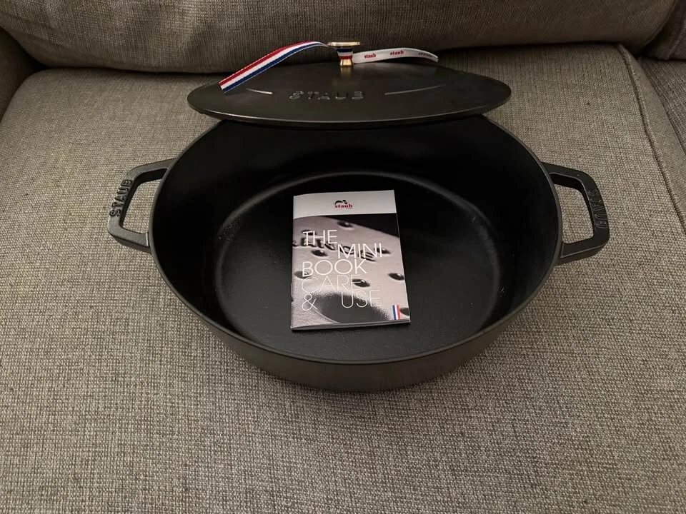 Staub Cast Iron 6.25 qt, Wide Oval Dutch Oven, Black Matte