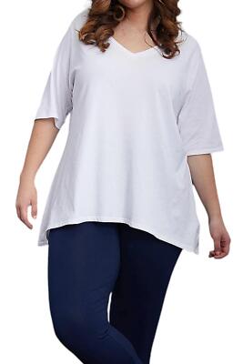 Seed to Style Organic Cotton V-Neck Top with Hi-Low Hem Cloud