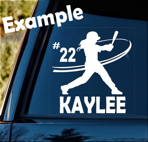 Personalized Softball Girl Batting Decal Sticker Name Jersey Number K1072-CUST - Picture 2 of 6