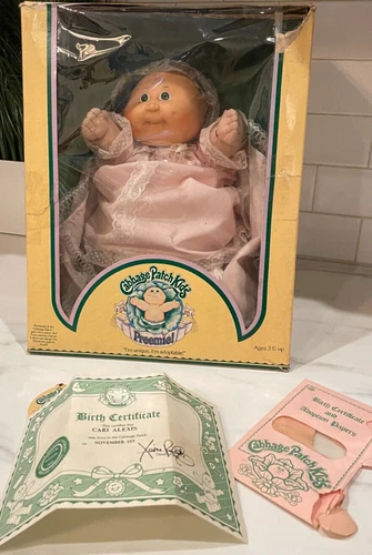 11-1 1983 New VTG Cabbage Patch Kids Doll Preemie Cari Alexis green eyes pink