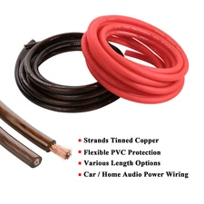 Car Amplifier Audio Cable Lot 4 Gauge Black Red Truck Stereo Power Ground Cable