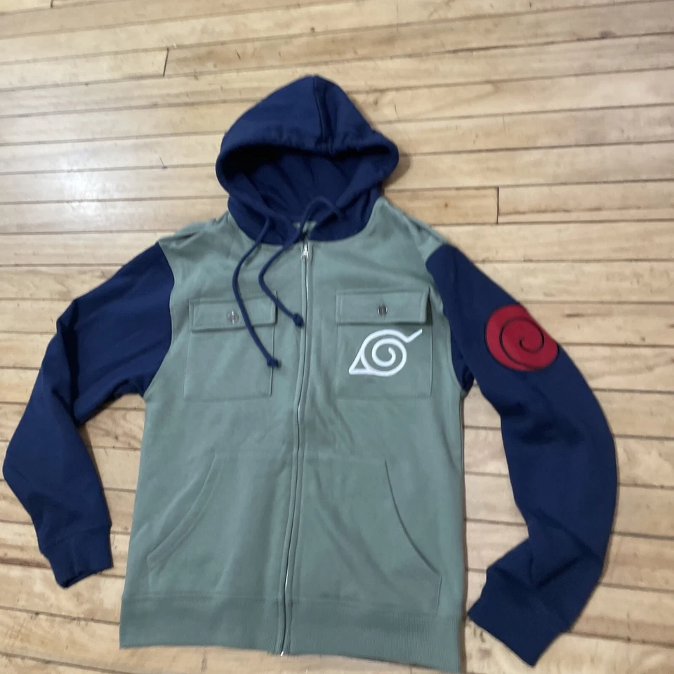 Ripple Junction Shonen Jump NARUTO Shippuden Hombres S Chaqueta con Cremallera Verde Anime Sudadera con Capucha Foto 4 de 4