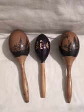 Pair of Hand Painted Wood Maracas Percussion Instruments