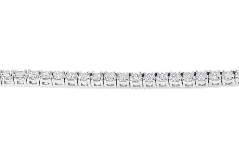 Hermoso brazalete de tenis para mujer I1 G 4,02 quilates diamante genuino oro blanco 14K Foto 2 de 4