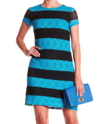 london times lace shift dress London Times Yellow Lace Dress 6 Overlay Lined Above Knee Round Neck Floral