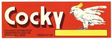 COCKY Brand, Cock-I-Too Bird, Parrot, Reedley **AN ORIGINAL FRUIT CRATE LABEL***