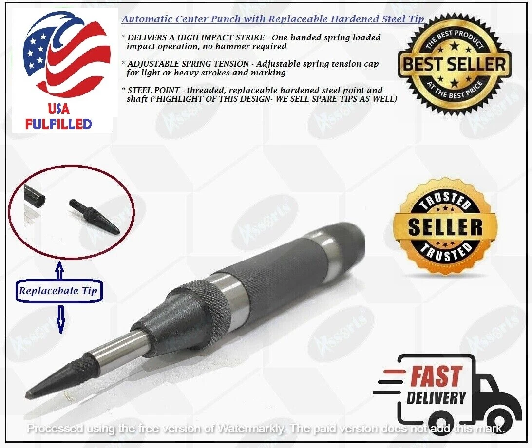 Automatic Center Punch with Replaceable Hardened Steel Heavy duty