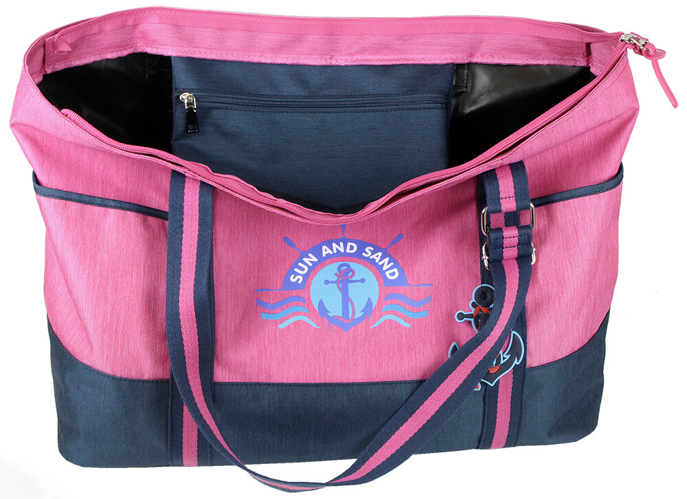 Badetasche Groß 50L Mit Kühltasche - Orange Strandtasche Für Familie