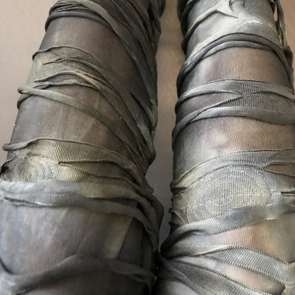 Серый мумия ноги подогреватели повязка колена носки завернуть черный бедра высоты зомби гот - Изображение 4 из 4