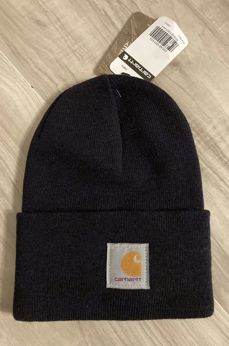 Carhartt Men\'s Watch Beanie Acrylic Hat A18 Navy Blue One Size RN14806 |  eBay