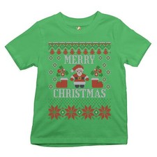 Ugly Sweater Theme Santa Claus Youth T-shirt Let it Snow Christmas Xmas Kids