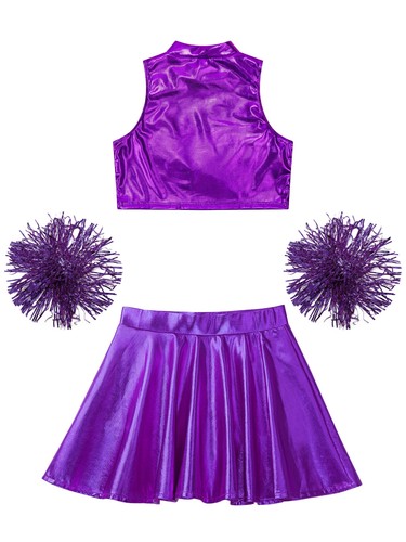 Kinder Mädchen bauchfreies Oberteil mit Rock ärmellos Jazz Tanzkleidung Outfit Activewear 2-teilig - Bild 20 von 74