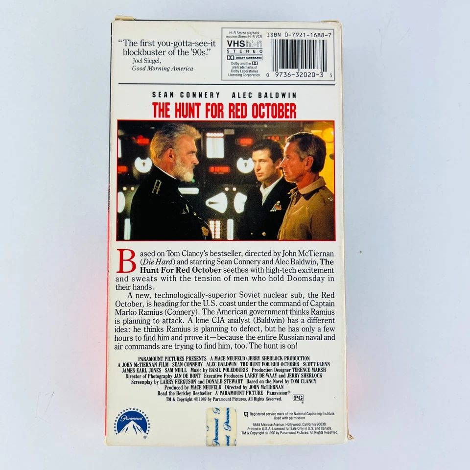 The Hunt for Red October VHS Video Tape (Red Label Early Release Edition) ~RARE Foto 4 de 4