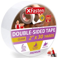 XFasten Double Sided Tape Clear, Removable, 2-Inch by 30-Yards, Ideal as a Gi...