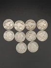 US Buffalo Nickels 1937 Lot of 10 Coins Circulated Copper-Nickel