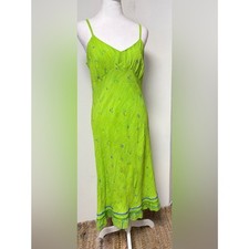 JAMS WORLD RUFFLE HEM SLIP SUNDRESSIN Vibrant Green Abstract Print Size Small