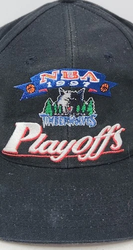 Vintage Minnesota Timberwolves 1997 Playoffs Hat Licensed Logo 7 NBA Hat Wrinkle