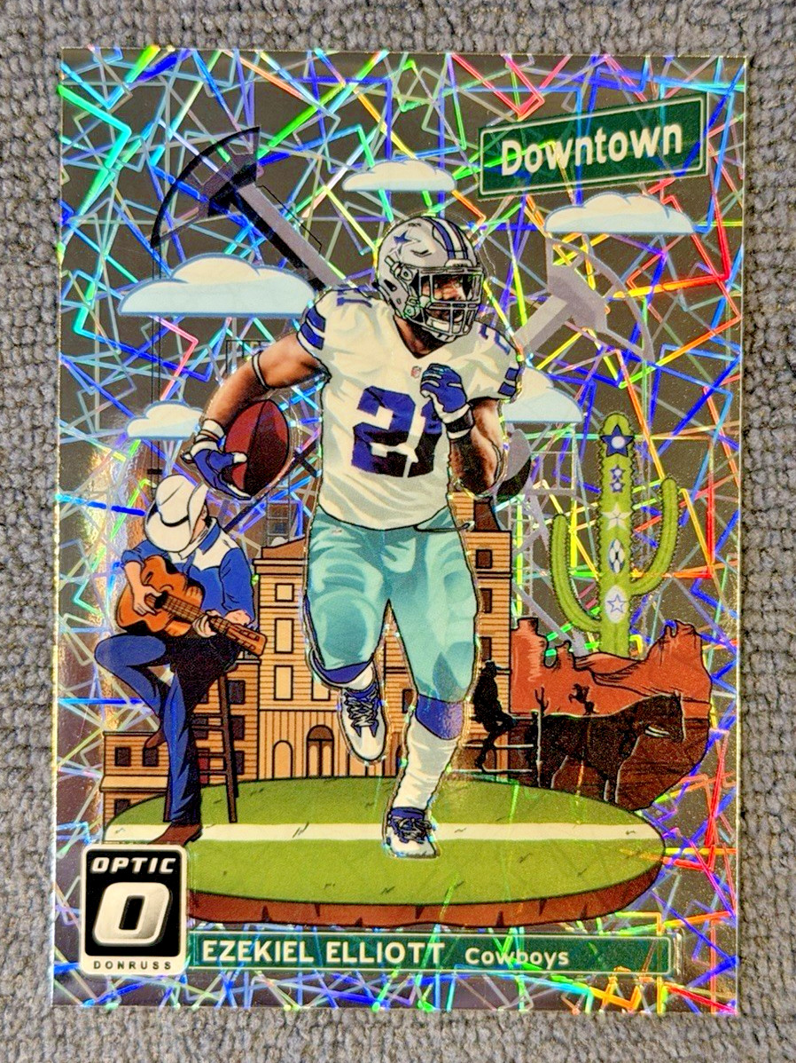 2018 Panini Donruss Optic Ezekiel Elliott Downtown Prizm #DT-7 Dallas Cowboys