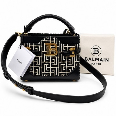 Balmain B-Buzz 22 Logo Monogram Crossbody Satchel Bag NWT Dust Bag