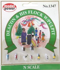 N Scale Model Power Figures DEACON & FLOCK W/ PULPIT 9 PIECES Item #1347