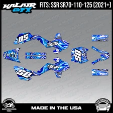 Graphics Kit for SSR SR70C SR110 SR125 70 100 125 2021 Snagged Series - Blue