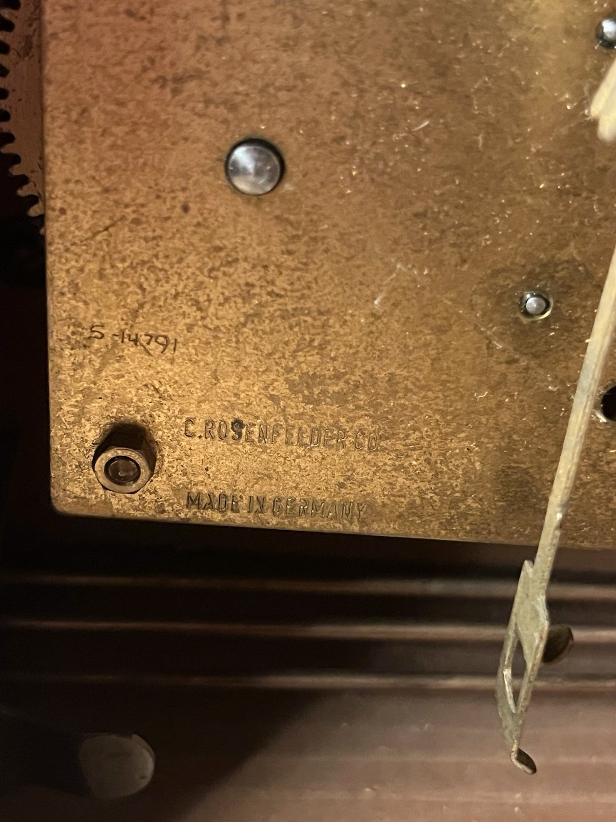 C. Rosenfelder Mantle Clock Made In Germany 