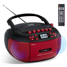 Portable CD Player and Cassette Player with Remote Control, FM Radio, USB Pla...