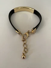 Blank Men Women Faux / PU Leather ID Bracelet Gold Tone Hardware Lobster Closure