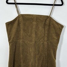Urban Outfitters Brown Corduroy Lace-Up Back Babydoll Cami Dress Size L