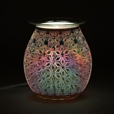 Image of 3D Geometric Flower Electric Oil Burner with LED Light-Up Effect