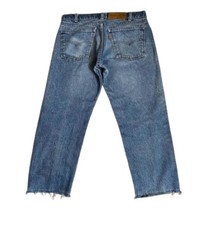 Vintage 80s Levi's 505 Jeans Orange Tab Frayed Hem 30x27 Straight Leg Made USA