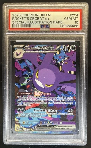 2025 Pokemon Destined Rivals Team Rocket's Crobat ex #234/182 PSA 10 GEM MINT
