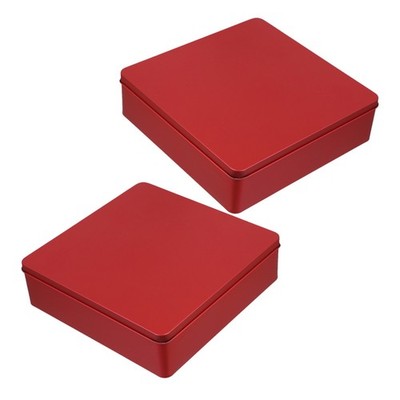  2 Pcs Extra Large Storage Box Metal Candy Chocolate Tin Tinplate Bin