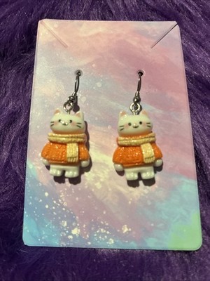 Fun Vintage Looking Cat Earrings. Unique, Party, Cute, Festive.