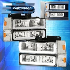 For 88-93 C10 C/K Silverado Blazer Clear LED DRL Headlight + Bumper Corner Lamp