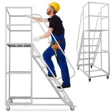 6Step Ladder Warehouse Non-Slip Rolling Stairs Industrial Safety Rolling Shelves
