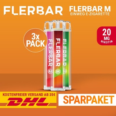 3 x Flerbar M E-Zigarette Fler bar E-Shisha - 20mg Nikotin - Alle Sorten