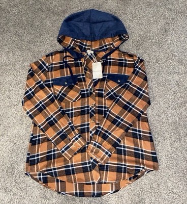 NWT- Hem & Thread Women s Hooded Flannel  Size large