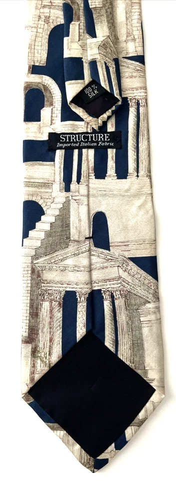 Structure Silk Repp 领带蓝色棕褐色意大利建筑柱拱门寺庙 — 第 4/4 张图片