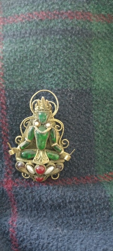 Vintage Silver Tibetan Ghau Pendant Style Pin. No markings 