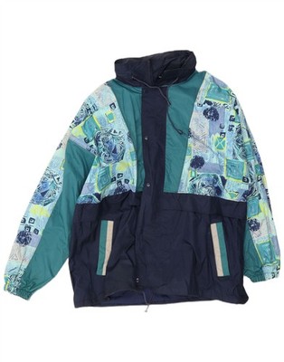 Shamp Mens Rain Jacket UK 42 XL Navy Blue Colourblock Polyamide AS13
