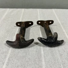 Vintage spring loaded car hood latches - Pair T handle - Plymouth Durant