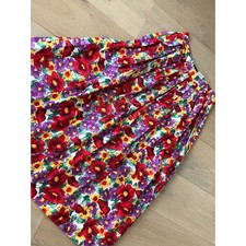 Vintage Evan Picone summer cotton bright color watercolor floral maxi skirt