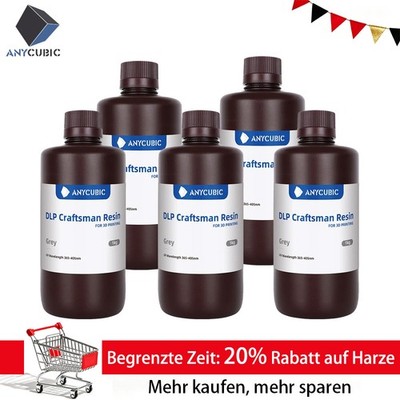 5 Flaschen ANYCUBIC Grau DLP UV Resin Craftsman Harz für LCD/SLA/DLP 3D-Drucker