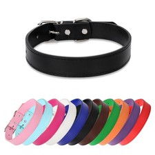 Size M 0.75 Inch Black Soft Leather Dog Collar Adjustable Fits 1014 Inch