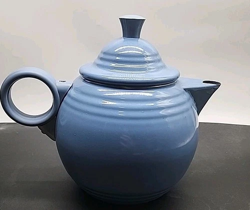 Vintage Fiesta Ware Periwinkle Teapot 5 Cup 7.25" Tall Art Deco Circle Handle