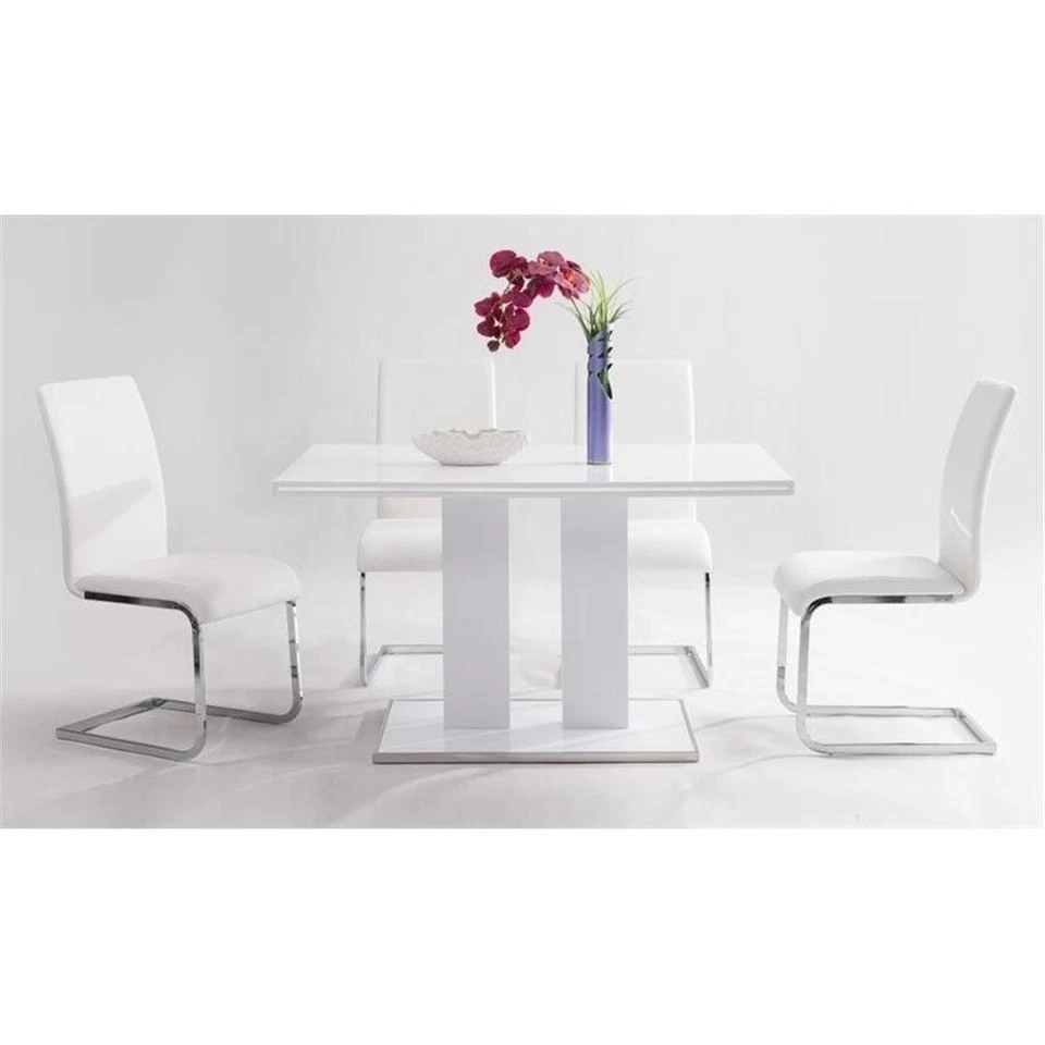 Cadeira de jantar Armen Living Amanda moderna de couro sintético branca - Imagem 3 de 4